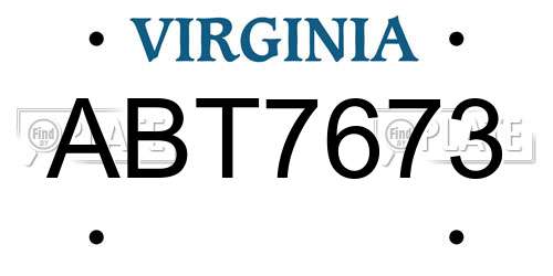 ABT7673 Virginia License Plate
