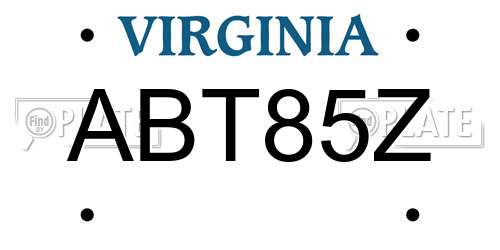 ABT85Z Virginia License Plate