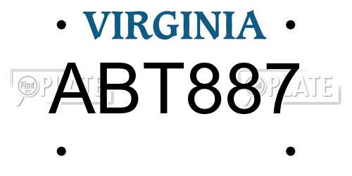 ABT887 Virginia License Plate