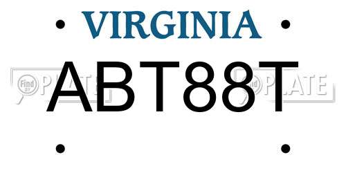 ABT88T Virginia License Plate