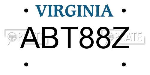 ABT88Z Virginia License Plate