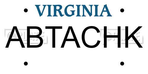 ABTACHK Virginia License Plate