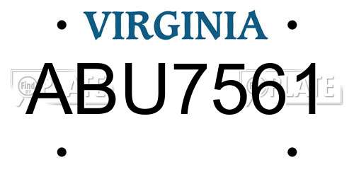 ABU7561 Virginia License Plate