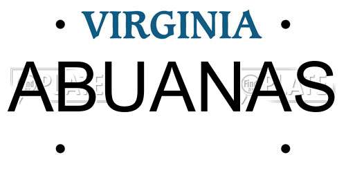 ABUANAS Virginia License Plate