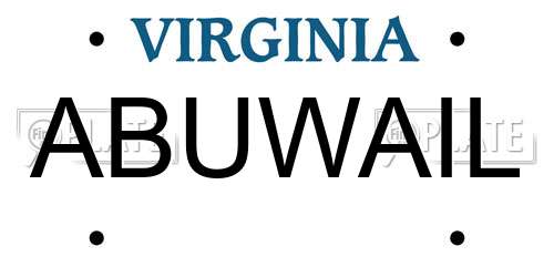ABUWAIL Virginia License Plate