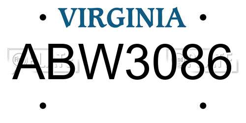 ABW3086 Virginia License Plate