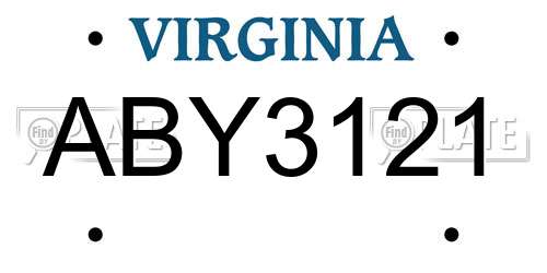 ABY3121 Virginia License Plate