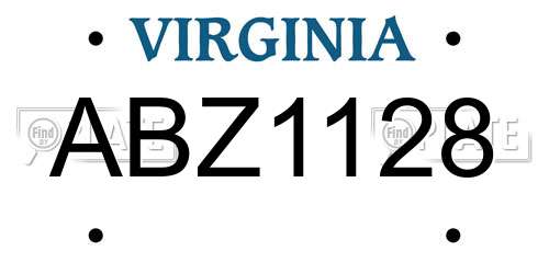 ABZ1128 Virginia License Plate