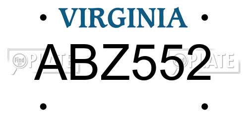 ABZ552 Virginia License Plate