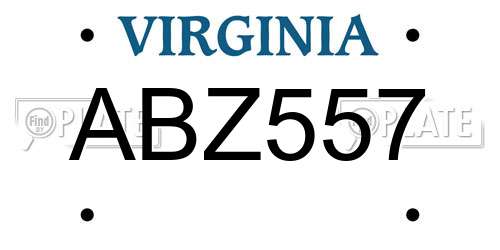 ABZ557 Virginia License Plate