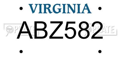 ABZ582 Virginia License Plate