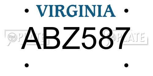 ABZ587 Virginia License Plate