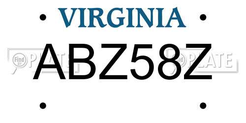 ABZ58Z Virginia License Plate