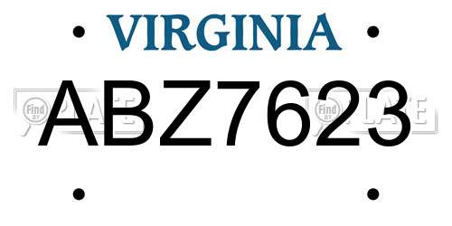 ABZ7623 Virginia License Plate