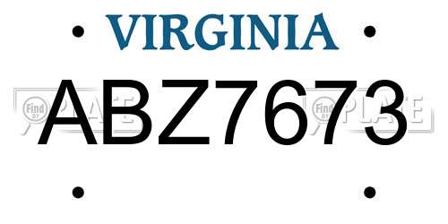 ABZ7673 Virginia License Plate