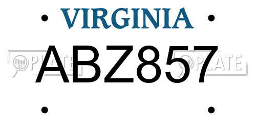 ABZ857 Virginia License Plate