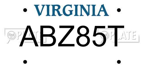 ABZ85T Virginia License Plate