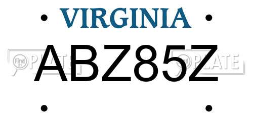 ABZ85Z Virginia License Plate