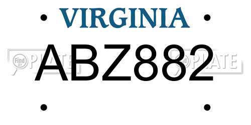 ABZ882 Virginia License Plate