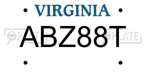 ABZ88T Virginia License Plate