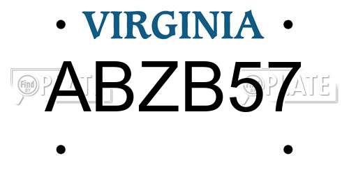 ABZB57 Virginia License Plate