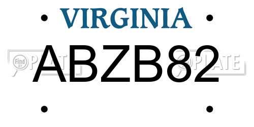 ABZB82 Virginia License Plate