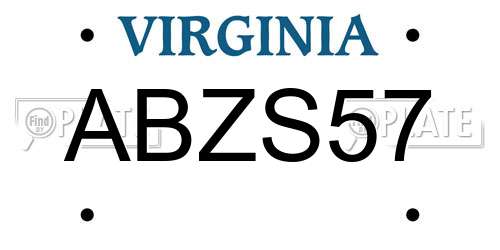 ABZS57 Virginia License Plate