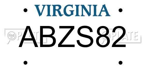 ABZS82 Virginia License Plate