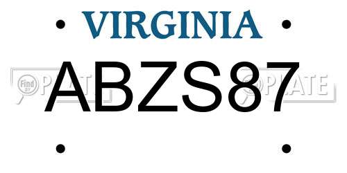 ABZS87 Virginia License Plate