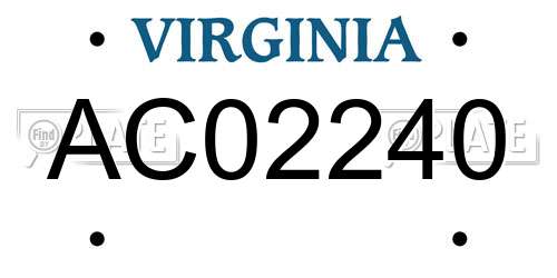 AC02240 Virginia License Plate