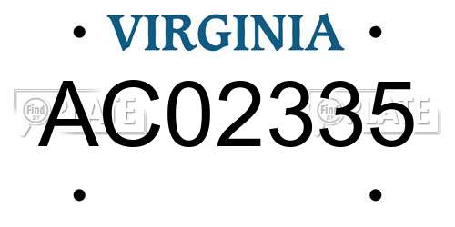 AC02335 Virginia License Plate