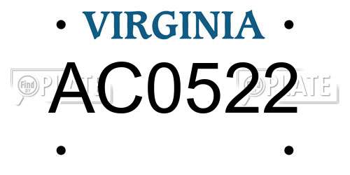 AC0522 Virginia License Plate