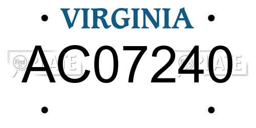 AC07240 Virginia License Plate