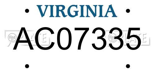 AC07335 Virginia License Plate