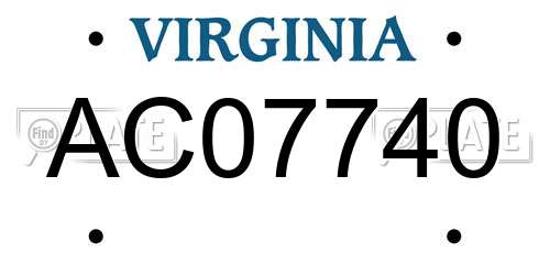 AC07740 Virginia License Plate