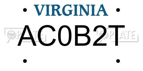AC0B2T Virginia License Plate