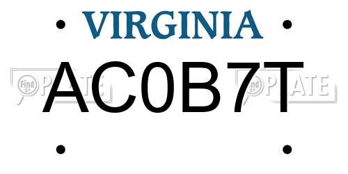 AC0B7T Virginia License Plate