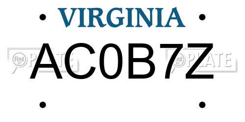 AC0B7Z Virginia License Plate