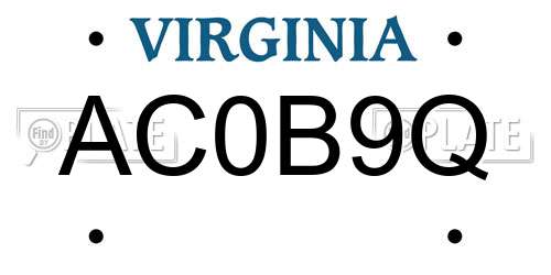 AC0B9Q Virginia License Plate