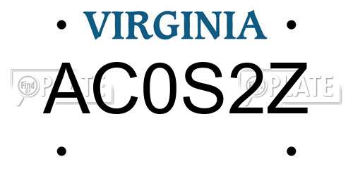 AC0S2Z Virginia License Plate