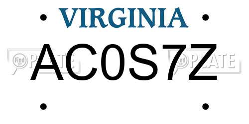 AC0S7Z Virginia License Plate
