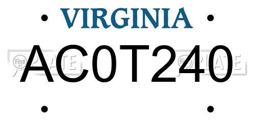 AC0T240 Virginia License Plate