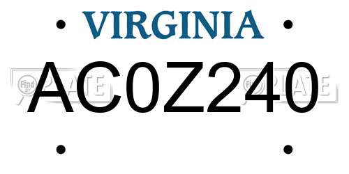 AC0Z240 Virginia License Plate