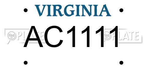 AC1111 Virginia License Plate