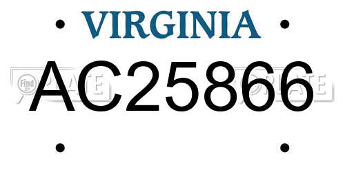 AC25866 Virginia License Plate