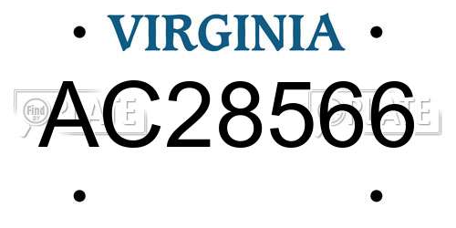 AC28566 Virginia License Plate