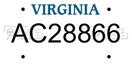 AC28866 Virginia License Plate