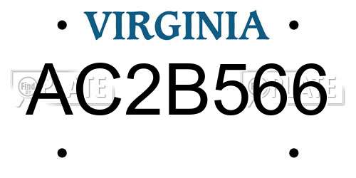 AC2B566 Virginia License Plate