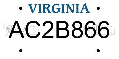 AC2B866 Virginia License Plate