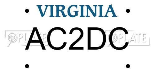 AC2DC Virginia License Plate